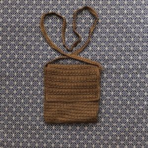 Talbots woven/crocheted purse. Small crossbody; brown/tan cord with sheen.